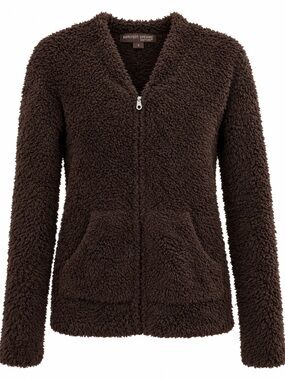 Barefoot Dreams CozyChic Zip Hoodie Dark Brown S